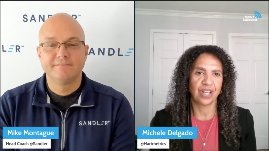 Mike Montague and Michele Delgado speaking on Sandler Podcast